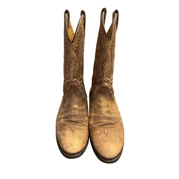 Laredo Men’s Cowboy Western Boots 9.5 EW Extra Wide Brown Distressed Leather - Picture 2 of 9